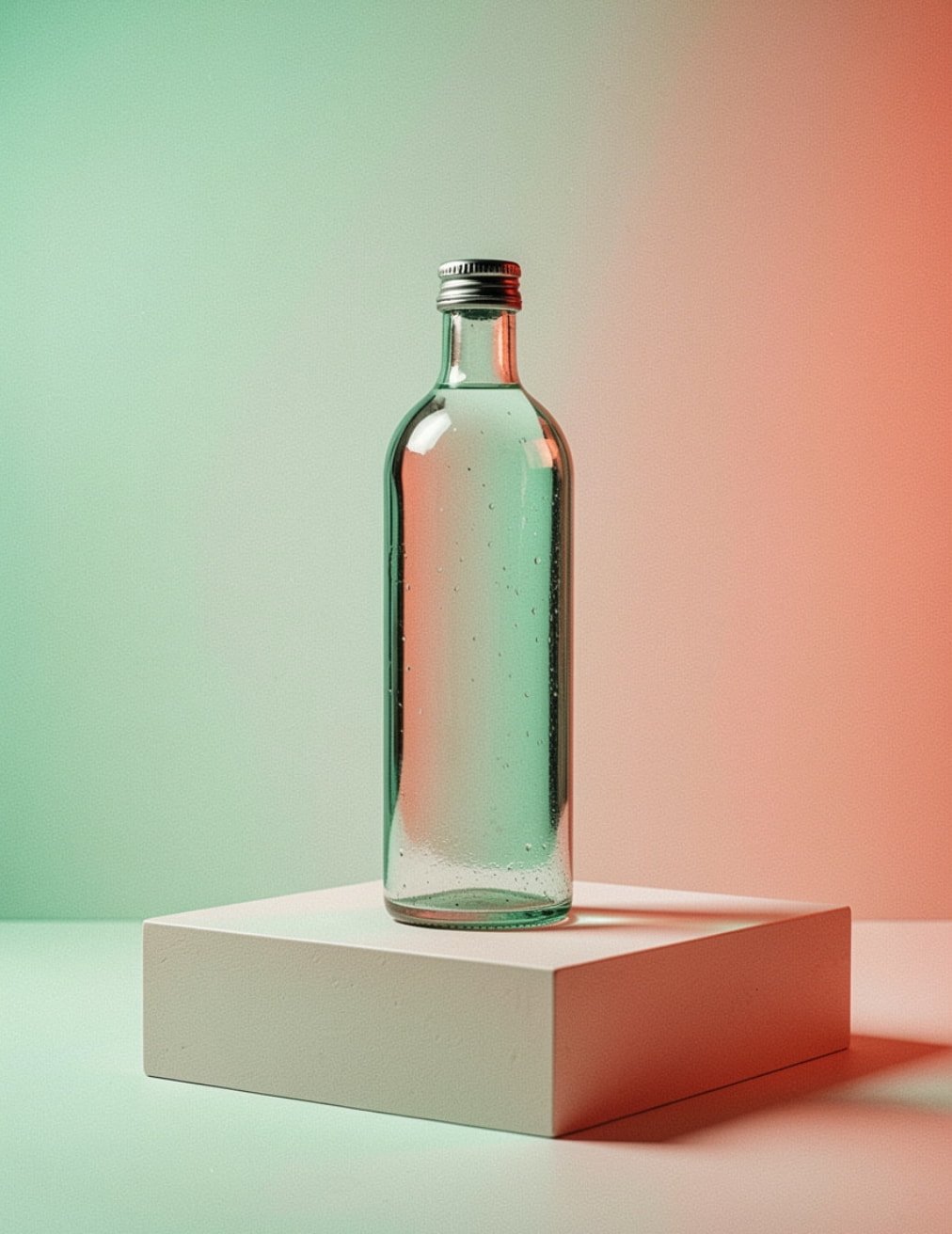 botella en una peana